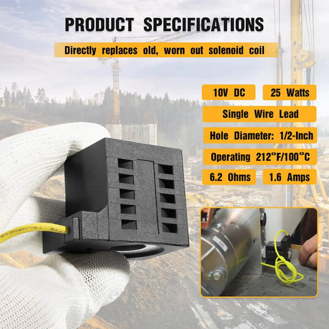 10V DC 25W Solenoid Coil For Valve Stem Series 08 80 88 98 Replacement in glove holding view