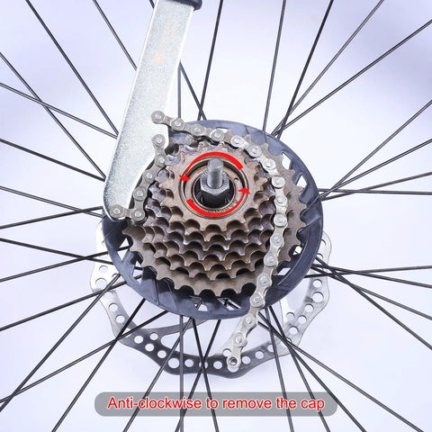 Heavy Duty Bike Cassette Lockring Removal Tool And Chain Whip Kit for Shimano SRAM 12 Spline Sprocket Remover in use