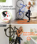 Vertical Bike Stand With Easy Rolling Wheels And Adjustable Height For 29 Inch Wheels, Space Saving Freestanding Bike Rack for Apartments