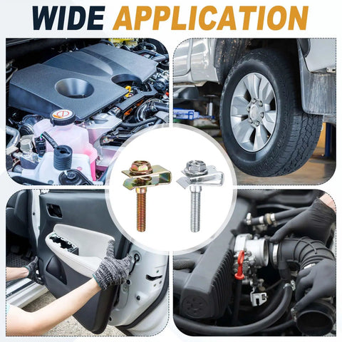 12-Piece M4 Body Bolts And U Nuts Kit For Car Bumpers And Fender Liners, Manganese Steel U Retainers, Plug-And-Play Engine Bay Fasteners, Universal Fit For Most Cars, No-Fuss Install, Heavy-Duty Auto Fastening Accessories on engine bay and wheel well
