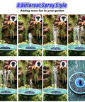 Solar Fountain Upgrade With Three Point Five Watt Solar Power Bird Bath Fountain Kit With Flower Nozzles 7 In 1 Sprayers shown in action