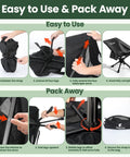 Step-by-step guide for using and packing Ultra Portable Folding Camping Chair With No Assembly 360 Degree Swivel Lightweight One Piece Design
