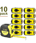 Bulk 25 Foot Tape Measure Set, 10 Pack Retractable Easy Read Tape Measures With Fractions, Imperial And Metric, 1 Inch Wide