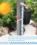 Outdoor pipe wrapped with Pipe Insulation Wrap Foam Foil Tape Self Adhesive Three Eighths Inch Thick Three Inch Wide Sixteen Feet Long