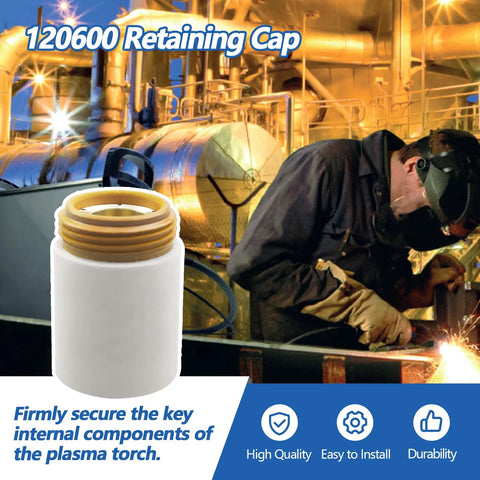 Retaining Cap For Plasma Cutter Torch Fit For Hypertherm 600 800 900 Series shown with industrial background