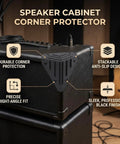 Speaker Corner Protector For Cabinets, Guitar Amps, And Furniture, stackable right angle corner guard on speaker with labels