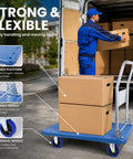 Heavy Duty Foldable Push Cart Dolly, 660 Lbs Moving Platform Truck With Smooth Rolling Swivel Wheels, Dual Support Frame, Quick Fold Flat Design, No Sweat Hauling Beast For Home Moves, loading boxes into a van.