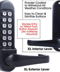 Heavy Duty Mechanical Push Button Keypad Lock With All Weather Coating, Keyless Entry and Override, backset 60mm latch shown