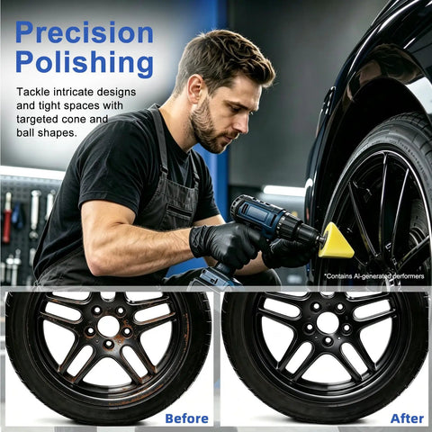 Get That Fresh Look With 16 Piece Aluminum Polishing Kit For Drills And Buffing Wheels Perfect For Car Care Chrome Rims And Shiny Metal Surfaces