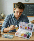 Student using Mohs Hardness Test Kit With Ten Rocks And Unglazed Porcelain Streak Plate For Easy Mineral Testing And Rock Identification Complete Geology Kit For Students And Hobbyists