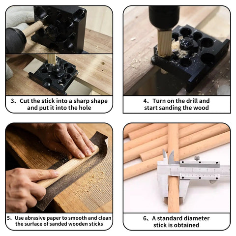 Tool Free Adjustable Wood Dowel Maker Jig Kit With Sharp Carbide Blades For Lightning Fast Tenon Cutting, shaping and sanding wooden dowels.