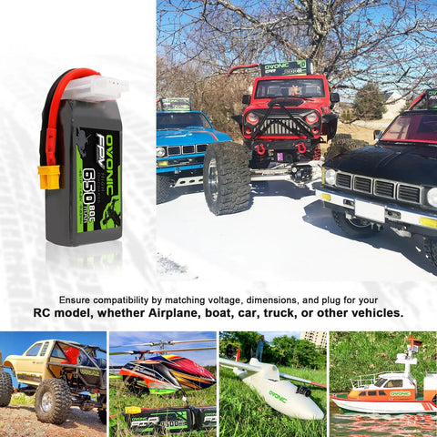4S 650mAh 80C LiPo Battery With XT30 Connector for RC FPV Racing Drones and Quadcopters 14.8V in front of model vehicles