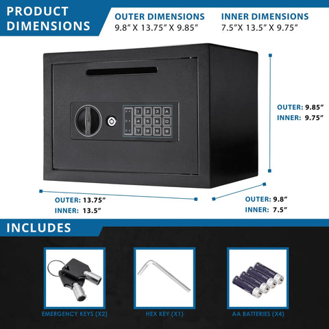 Digital Depository Safe For Cash And Mail Front Load Drop Box with Multi User PIN Lock Steel Construction