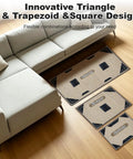 14 Pack Rug Grippers Set With Triangle Trapezoid And Square Shapes Non Slip Double Sided Rug Tape Keeps Corners Flat