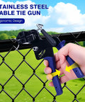 Beefy Pro Grade Heavy Duty Stainless Steel Cable Tie Gun Kit with 200 Pieces of 11.8 Inch Metal Zip Ties for chain link fence fastening