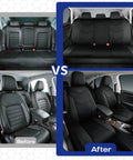 Memory Foam Leather Car Seat Covers For Ultimate Comfort And Support Ride Ready Front Seat Covers Airbag Compatible Before After Comparison