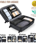10 Piece And 8 Piece Packing Cubes Set For Travel Essentials Anti Wrinkle Buckled Suitcase Organizer in open suitcase