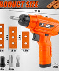 Realistic Kids Electric Drill Set For Ages 3 And Up showing size and components, including drill bits and wooden boards.