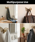 Knockout Brass Butterfly Swivel Hook Foldable Tri Arm Gold Finish Coat Rack for scarves, bags, and towels in various settings.