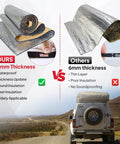 Comparison of Heavy Duty 590 Mil Sound Deadening Foam Roll 125 X 40 Inches with 15mm thickness vs 6mm product.