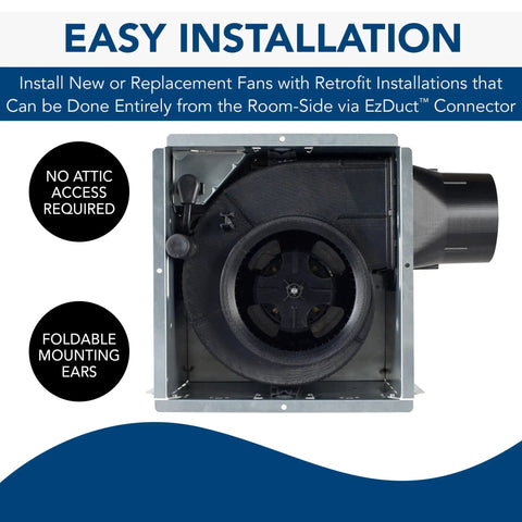 Front view of Humidity Sensing Exhaust Fan With LED Light, 80 CFM, Ultra Quiet 0.8 Sones, Energy Star Certified, white finish