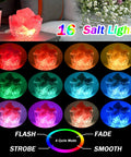 USB Himalayan Salt Lamp Bowl With Natural Crystal Chunks, 16 Colors And 4 Light Modes, LED lighting options displayed