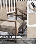 Beige Outdoor Chair Cushions Set Of 2 For Patio Chairs 19 X 19 X 3 Waterproof With Adjustable Straps Fade Resistant shown on wicker chair