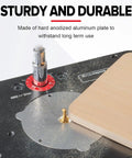 Heavy Duty Aluminum Killer Precision Router Lift System With Dead Tight Height Adjustments Down To One Sixty Fourth Inch For No Slope Woodworking Inserts close-up of durable aluminum plate with router bit