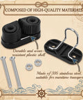 Two Pack Cam Cleat Set With Wire Flaired Leading Ring, 316 Stainless Steel, Fits 3mm To 15mm Rope, Quick Rope Threading