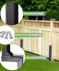 Installed Heavy Duty Fence Post Repair Stakes Kit with steel anchors on wooden fence highlighting welding and screws