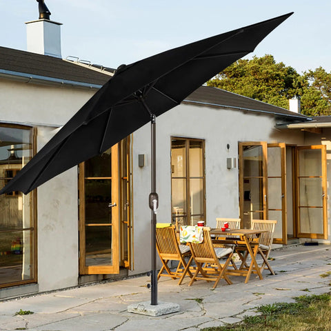 Beefy Heavy Duty Umbrella Base Tube For Outdoor Patio Umbrella Stand With Universal Pole Bracket, black umbrella on patio