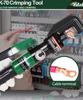 Hydraulic Cable Lug Crimper Kit 10 Ton Crimp Tool For 12 AWG To 00 AWG Electrical Terminals Includes 9 Die Sets