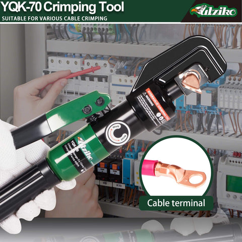 Hydraulic Cable Lug Crimper Kit 10 Ton Crimp Tool For 12 AWG To 00 AWG Electrical Terminals Includes 9 Die Sets