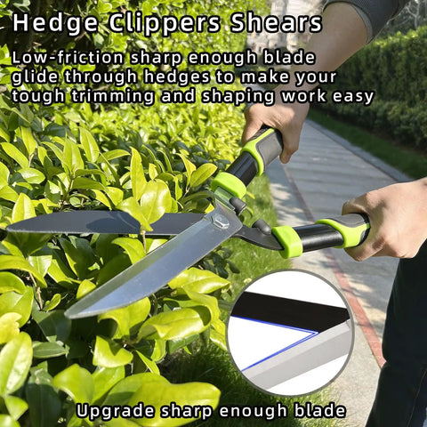 Pro Grade Hedge Clippers For Easy Pruning And Shaping Hedges With Sharp Blades, Non Stick Coating, Alloy Steel, Soft Rubber Grip