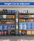 72 Inch Beefy Heavy Duty Garage Shelving Unit With Adjustable Metal Shelves For Basement Storage, Ultra Strong Steel Frame, Reinforced Uprights, Easy Assembly, Crazy High Load Capacity For Tools And Gear showing adjustable shelf height