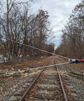 8 Ton Snatch Block With Shackle Crane 6 Inch Sheave For Three Quarter To Seven Eighth Inch Wire Rope in use on train tracks