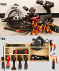 Power Tools Storage And Charging Station With Five Drill Slots Wall Mount Garage Organizer for tools, before and after use