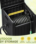 Resin Garden Hose Reel Hideaway With Easy One Hand Rewind Outdoor Hose Storage Cabinet Heavy Duty Weatherproof