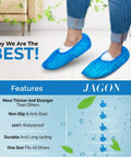 Disposable No Slip Shoe Covers Indoors Blue CPE Waterproof One Size Fits Most 100 Pack 50 Pairs Premium Quality Lightweight Booties Shoes Guard Protection