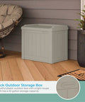 Outdoor Storage Box 22 Gallon Light Taupe Resin Deck Box With Built In Seat Weatherproof Patio Storage Bin For Cushions Tools Towels Pool Gear Yard Garden Keeps Your Outdoor Spaces Neat And Ready
