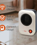 MyHeat 200 Watt Small Energy Efficient Portable Electric Ceramic Space Heater with Cool Touch Exterior on desk
