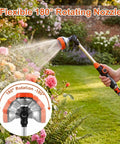 2 Pack Garden Hose Wand With Easy Grip Textured Handle Adjustable Watering Sprayer Eight Spray Patterns For Lawn Plants Cars And Irrigation Quick Connect Compatible With Three Quarter Inch Hoses in use watering flowers