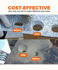 Comparison of tile holes before and after using Beveling Chamfer Bit for Enlarging and Polishing Existing Holes 2 Inch Finger Milling Bit