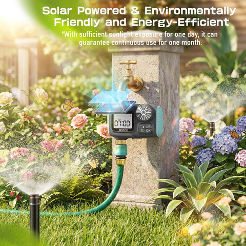 Solar Powered Hose Timer With Brass Swivel Programmable Sprinkler Timer Set It And Forget It For Garden And Lawn Rain Delay
