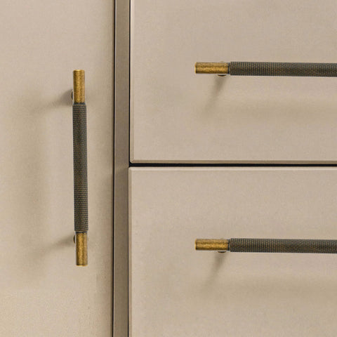 Matt Coffee Bronze Solid Brass Cabinet Handles 5 Pack 5 Inch Hole Centers Drawer Pulls installed on wardrobe