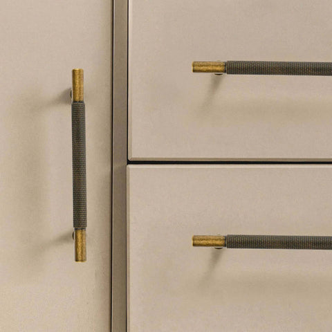 Matte Coffee Bronze Solid Brass Cabinet Handles 3 Inch Centers Kitchen Drawer Pulls for Cupboard on beige drawers
