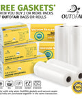 11 Inch By 100 Foot Vacuum Sealer Bags Rolls With Dispenser Cutter, BPA Free 4 Mil Thick, product packaging and rolls