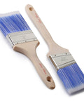 Two Pack Wood Handle Paint Brush Set Featuring 3 Inch Flat And 2.5 Inch Angled Sash Brushes, shown on white background