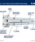 Heavy Duty Double Knuckle Truck Body Hinge With Ribbed Support Base Non Rising Right Hand Fit precision drilled mounts with polished chrome finish.