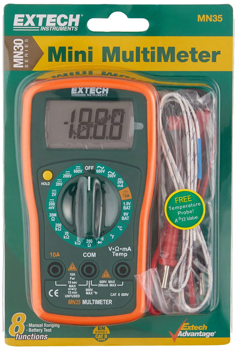 Digital Mini Multimeter With Autoranging And Eight Functions for AC and DC voltage and current resistance in retail packaging